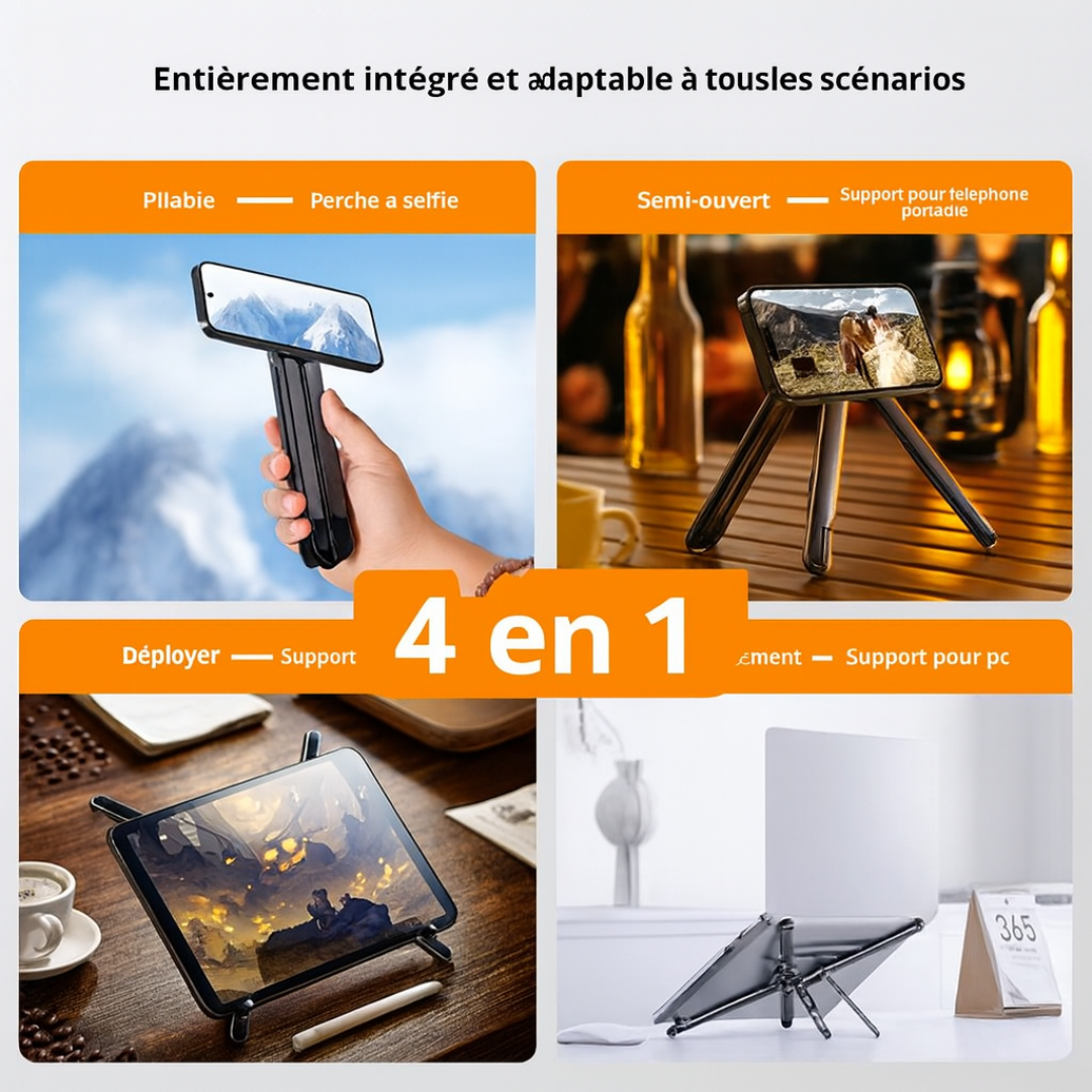 WaraStand Pro™ – Support magnétique pliable 4-en-1 en alliage d’aluminium Pliable & Design Premium